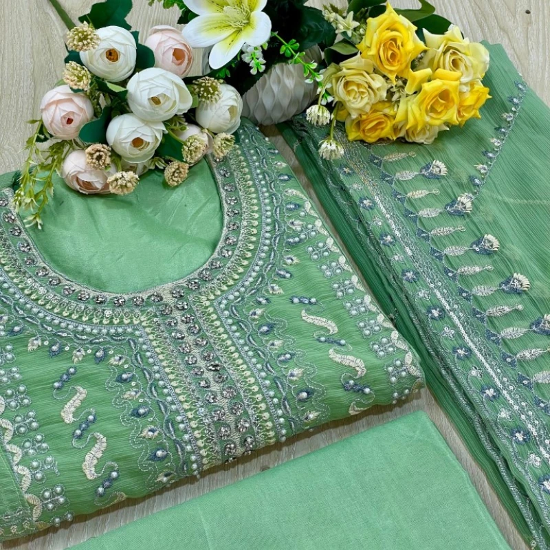 Georgette Semi Stitched Salwar Suit AR-510 LMN