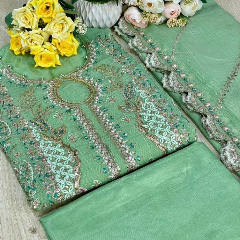 Georgette Semi Stitched Salwar Suit AR-505 LMN