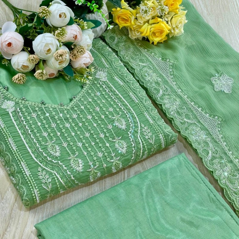 Georgette Semi Stitched Salwar Suit AR-509 LMN