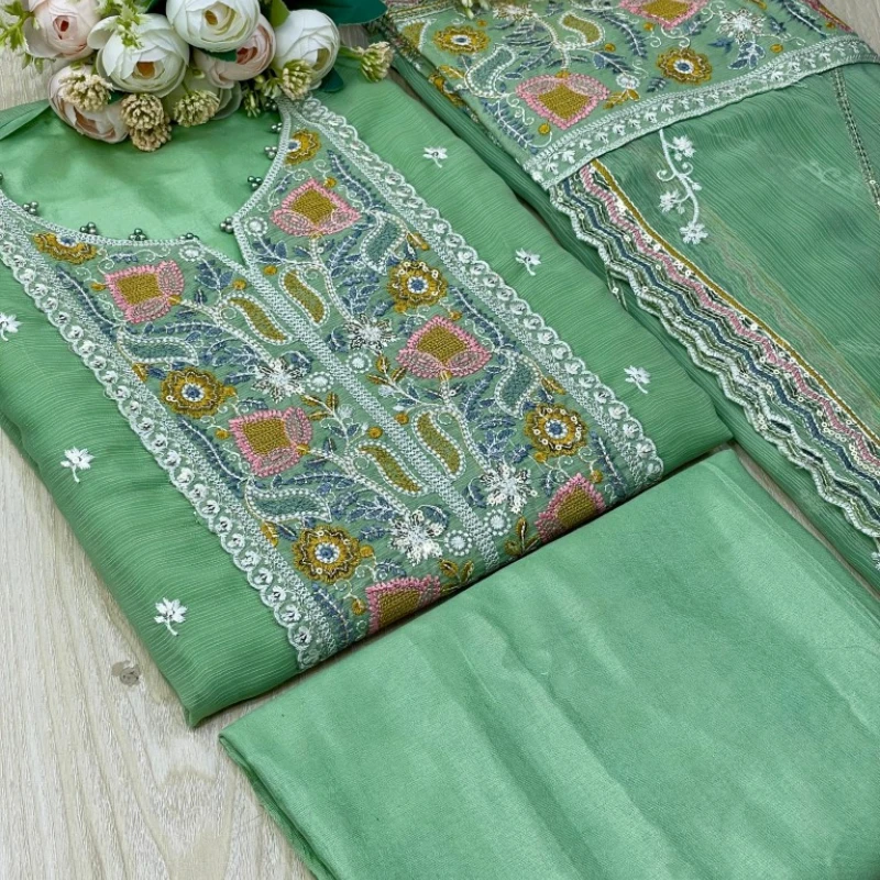 Georgette Semi Stitched Salwar Suit AR-508 LMN