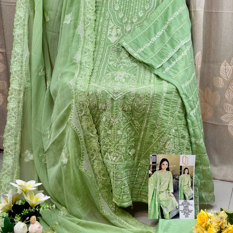Georgette Semi Stitched Salwar Suit AR-509 LMN