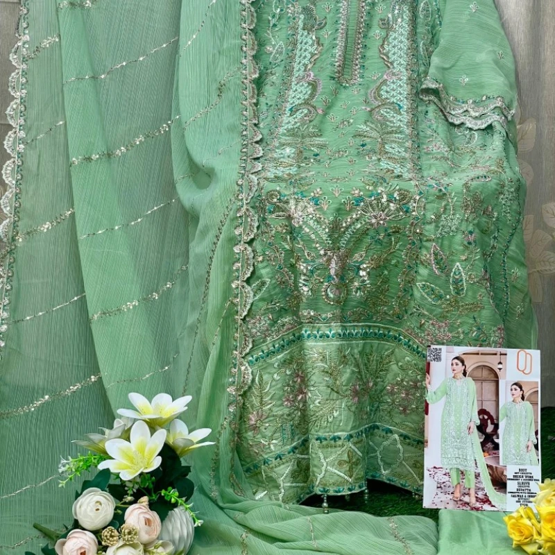 Georgette Semi Stitched Salwar Suit AR-505 LMN