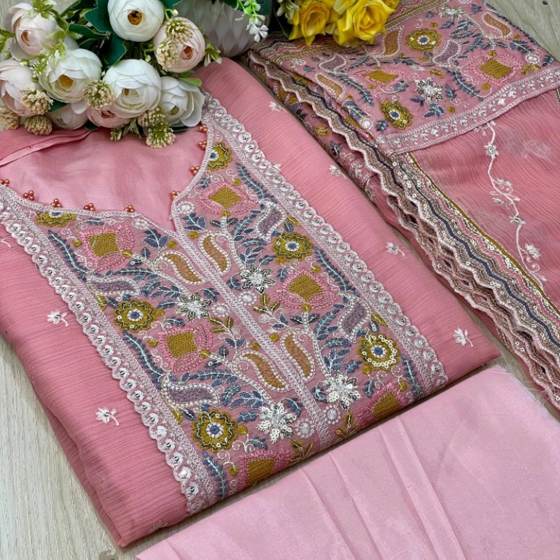 Georgette Semi Stitched Salwar Suit AR-508 PINK