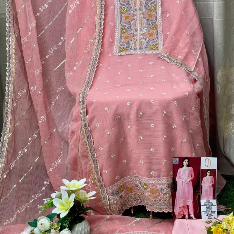 Georgette Semi Stitched Salwar Suit AR-508 PINK