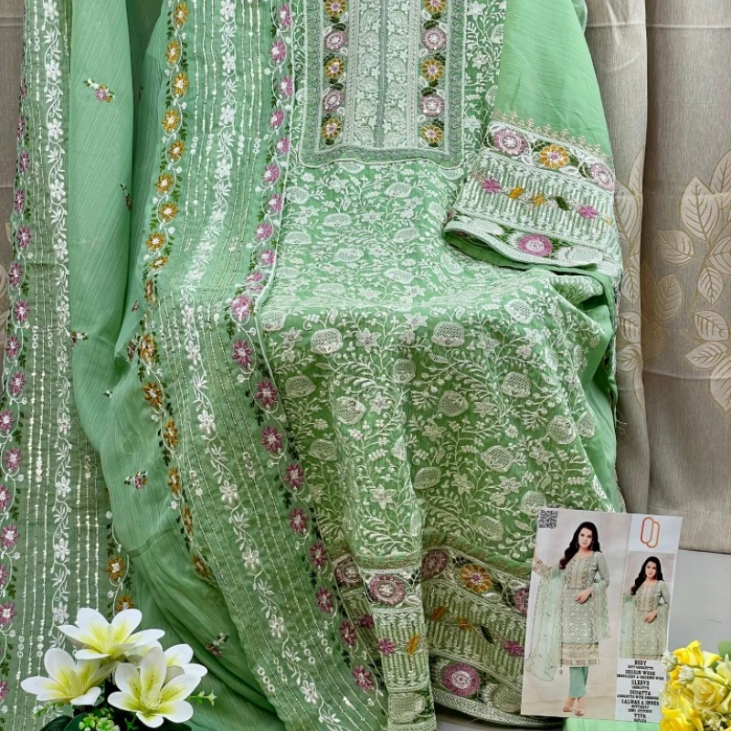 Georgette Semi Stitched Salwar Suit AR-513 LMN
