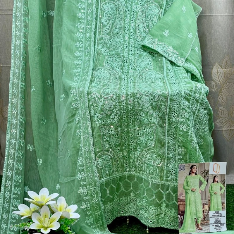 Georgette Semi Stitched Salwar Suit AR-503 LMN
